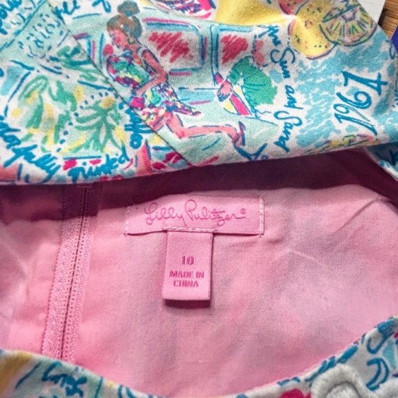 Lilly Pulitzer Shift Dress Sugar Rushin All Over Print Bow Details Cotton Lined - Picture 7 of 16